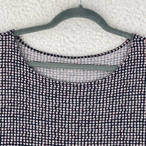 Ann Taylor LOFT Blue Dot Print Pull Over Shirt‎ Womens Short Sleeve Size XL - Picture 4 of 13